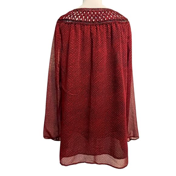 Coldwater Creek Celebration Blouse Womens XL Red & Black Checked Print Flowy Top - Picture 3 of 7